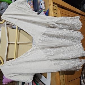 Lace Accent Cream Blouse